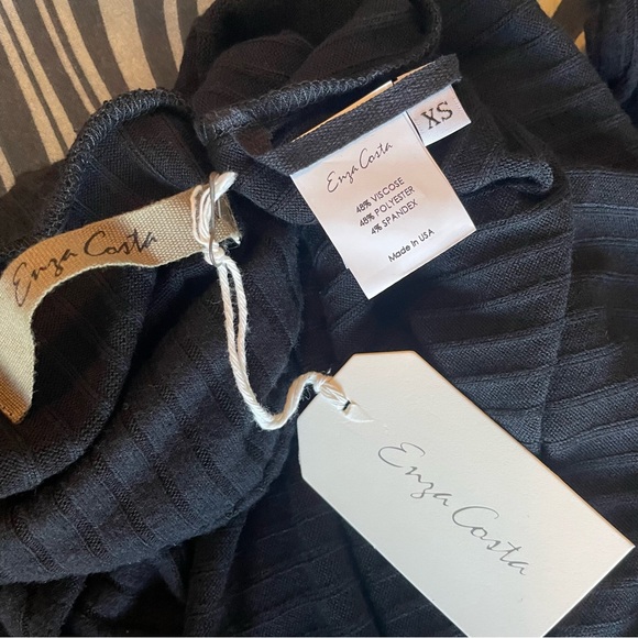 D118/9 ENZA COSTA Sweater Rib Dress Black - Picture 8 of 8